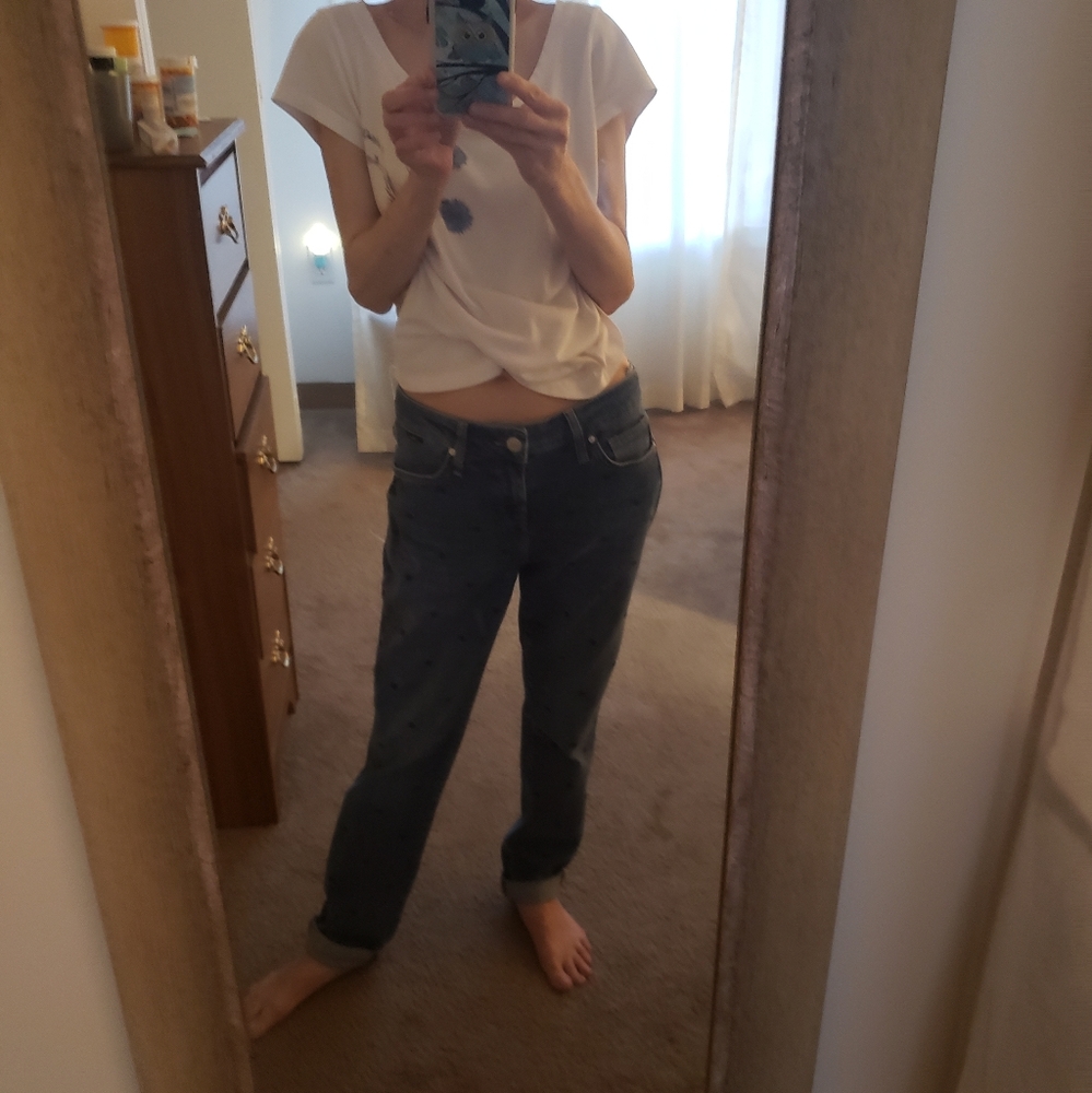 Mavi boyfriend jeans with navy polka dots sz 25/29